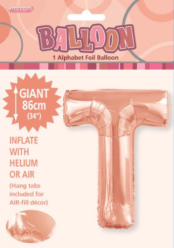 Giant Rose Gold Letter T 86cm (34”) Foil Balloon
